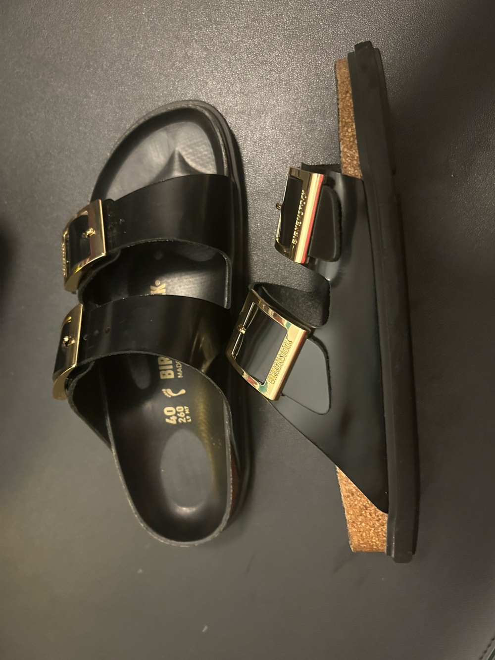 Arizona Droplet Buckle Patent Leather Sandals - Picture 6 of 12
